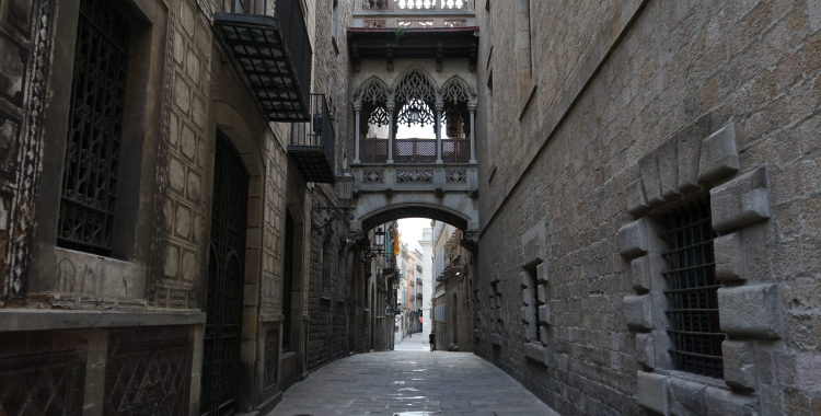 Carrer del Bisbe, Barcelona, durant la pandèmia de COVID-19